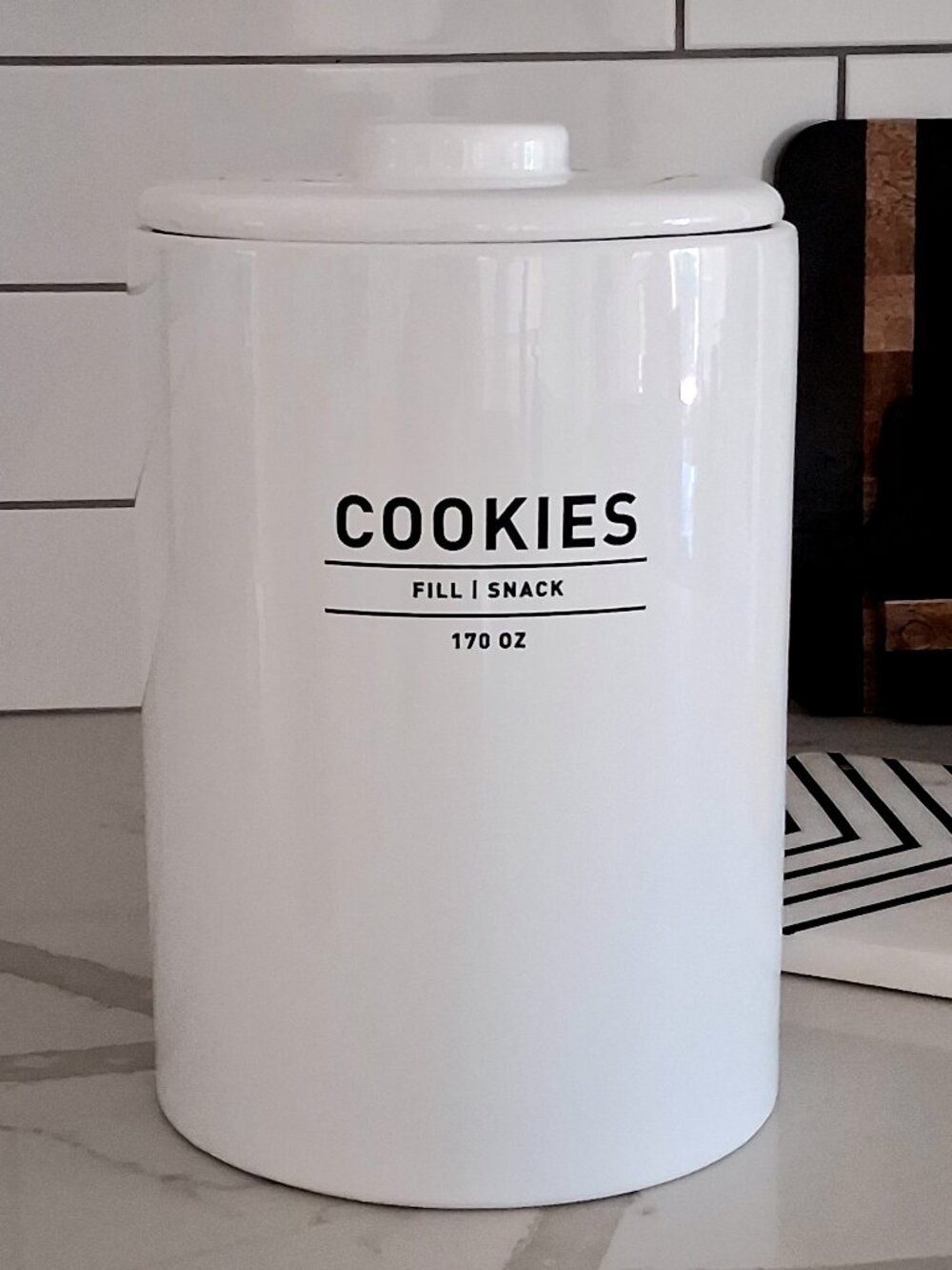 West Elm Utility "COOKIES" Jar Canister White Stoneware
